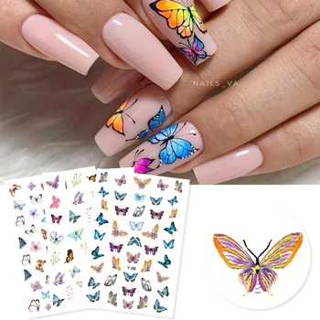 

3D Nail Stickers Summer Flower Butterfly Design Stickers for Nails Self Adhesive DIY Manicuring Decals Nail Art Stickers