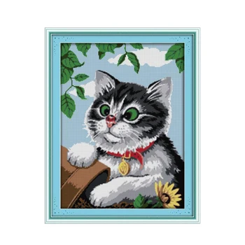 

Joy Sunday New Arrival Cat picture Animal Style CROSS-STITCH SetHandmade DIY Embroidery Kits for Home Decor and Surprise Gift