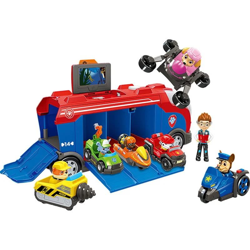Paw Patrol собака Миссия крейсер музыкальная база автобус раздвижная собака Спасательная команда игрушка набор Аниме фигурки Модель Дети День рождения лучший подарок