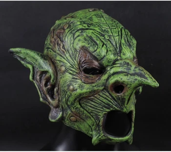 

Halloween new goblin green witch mask party carnival full face mask screaming green elf scared witch mask props