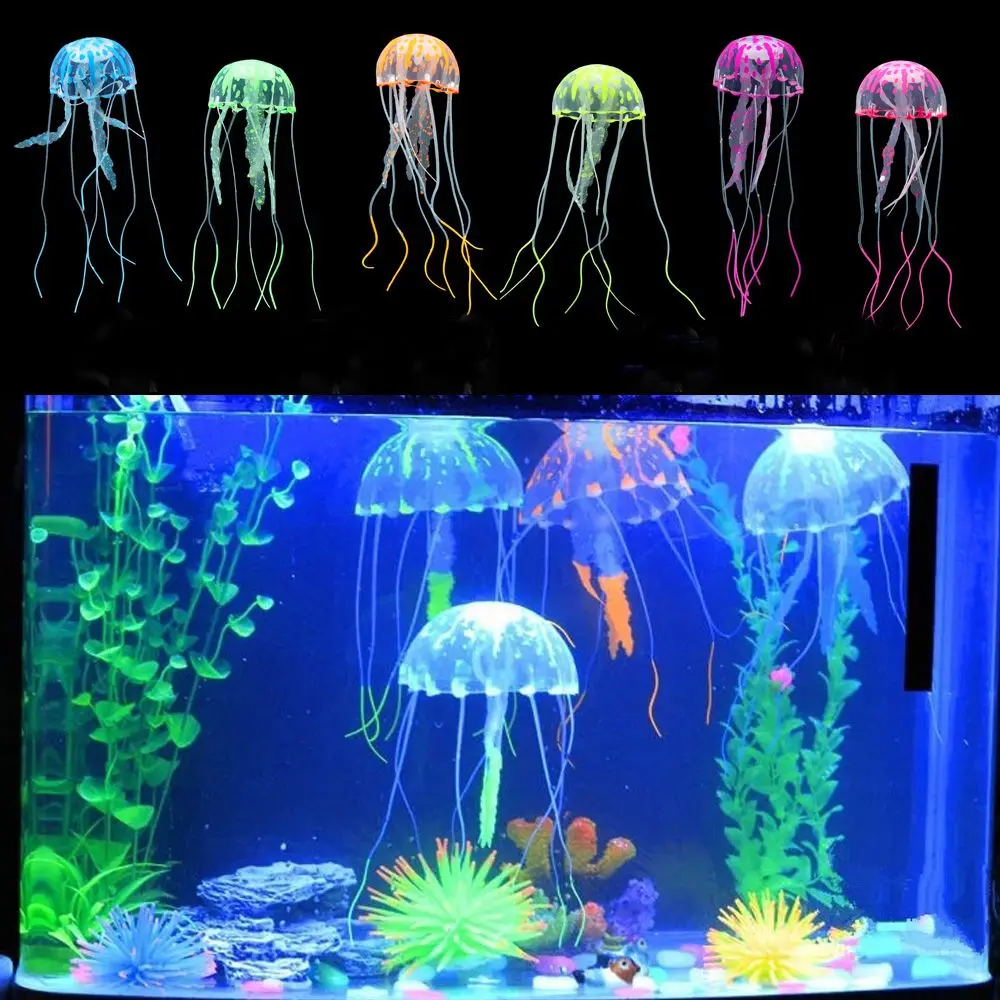 1PC Artificial Jellyfish Swim Glowing Aquarium Decor Luminous Ornament
