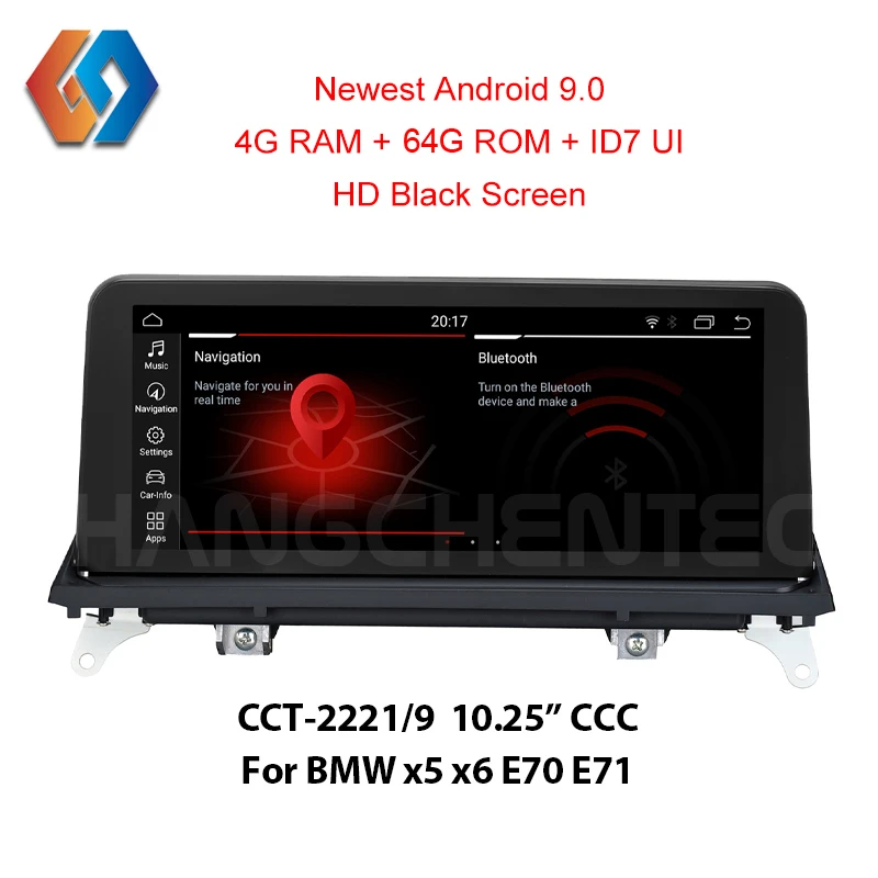 64G rom x5 e70 Android 9 Car Stereo For BMW X5 E70 X6 E71 CCC HD Video 1920x720 Black Screen Car To