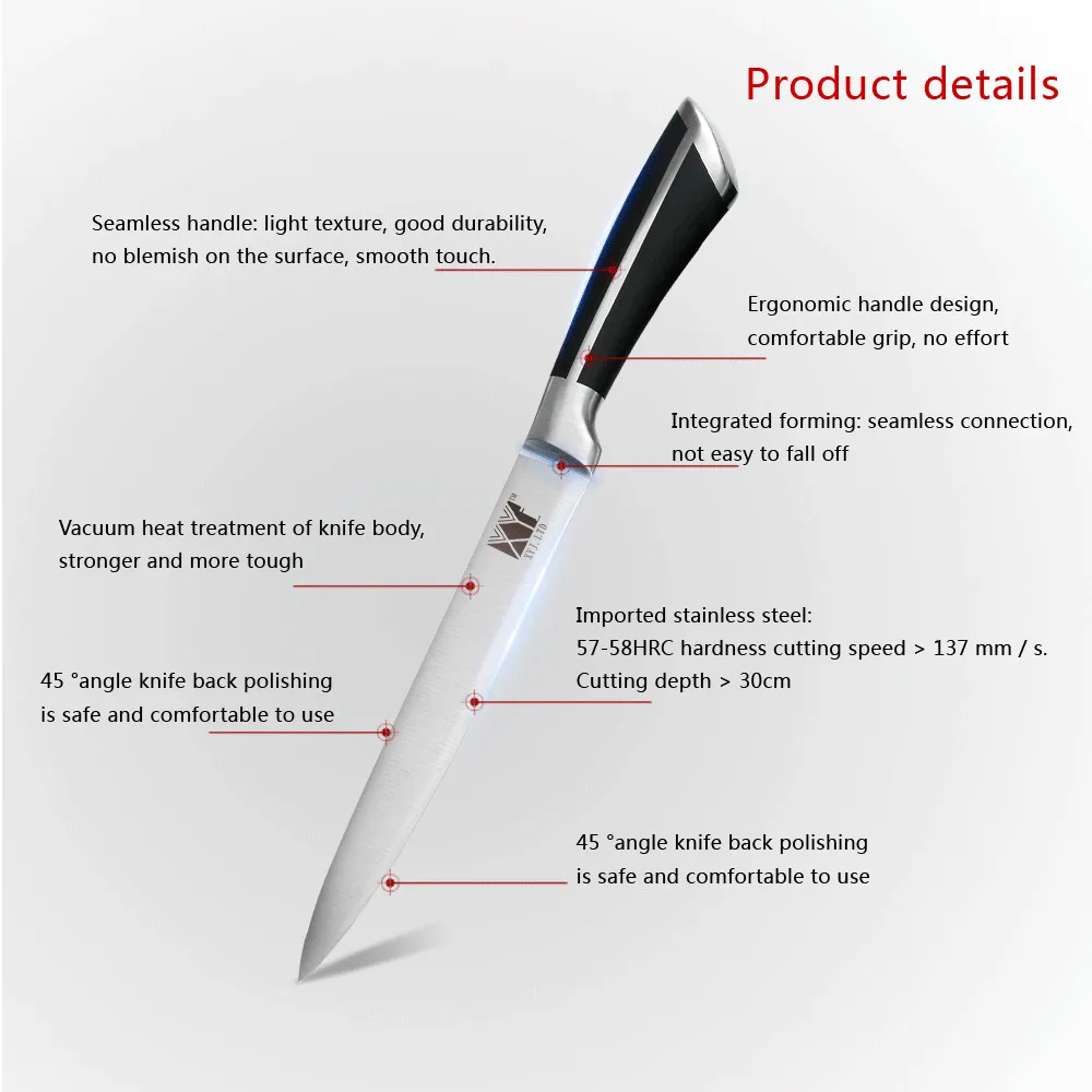 XYj 3Cr14 Нержавеющая сталь набор кухонных ножей шеф-повара Ножи для мясо рыба овощи фрукты pom ручка с бесплатным подарком Ножи чехлы