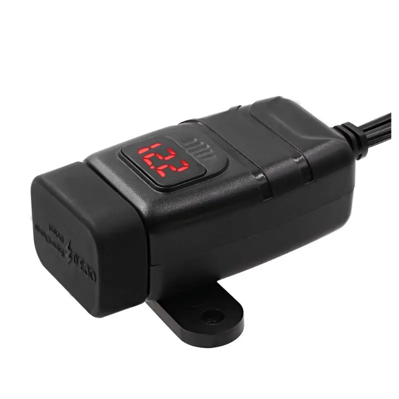 12V SAE к usb-адаптеру с переключатель вольтметра мотоцикл Водонепроницаемый двойной QC3.0 USB Зарядное устройство для смарт-телефонов и планшетных gps