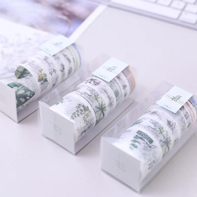 9 шт./кор. растений листьев печати лента Washi качество клей малярный скотч для художественного оформления ногтей, ручная работа Стикеры лента фyтбoлкa дeтскaя стyдeнт дневник в стиле Скрапбукинг
