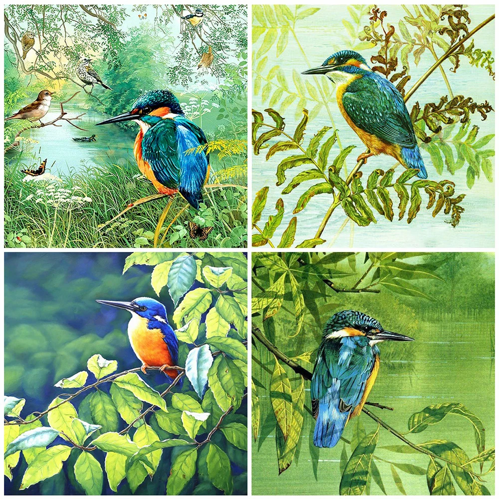 KAMY YI Animal Kingfisher Diamond Painting Landscape Cross Stitch Full Embroidered Mosaic 5D Diy Home Decoration | Дом и сад