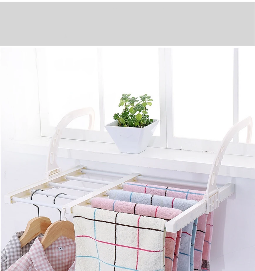Portable Balcony Hanging Folding Drying Rack Underwear Socks Shoe Multi-function Plastic Indoor Telescopic Clothes Rack Holder
