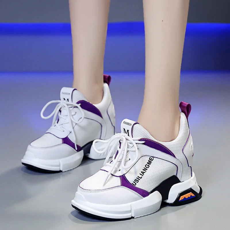 Женская обувь, увеличивающая рост; женские кроссовки на платформе; белый бренд; zapatos de mujer; женская обувь на толстой подошве; обувь для папы и девочек