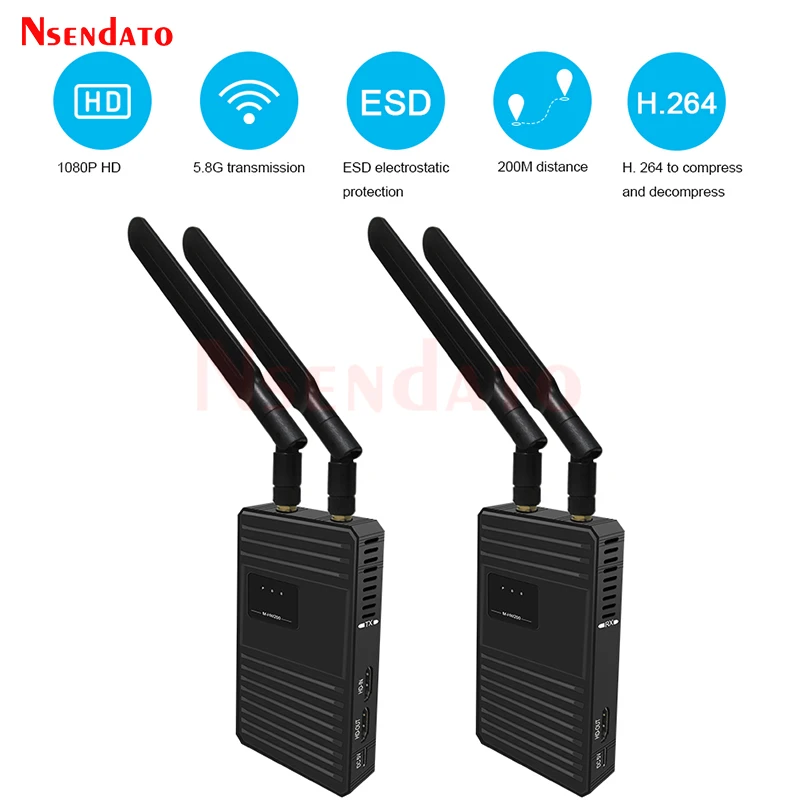 5 8G беспроводной HD видео передатчик и приемник 200 м 1080P 60 Гц HDMI-совместимый аудио
