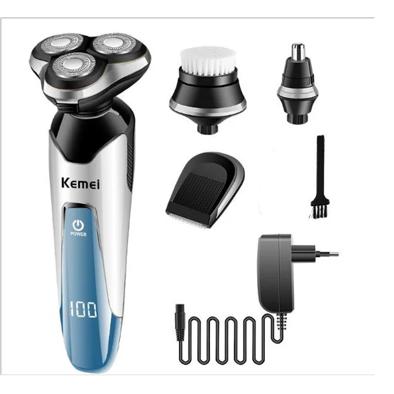 Электробритва Kemei KM-5390 электробритва 4 in1 аккумуляторная бритва с тремя лезвиями моющиеся триммер для бороды бритва с насадками для стрижки волос