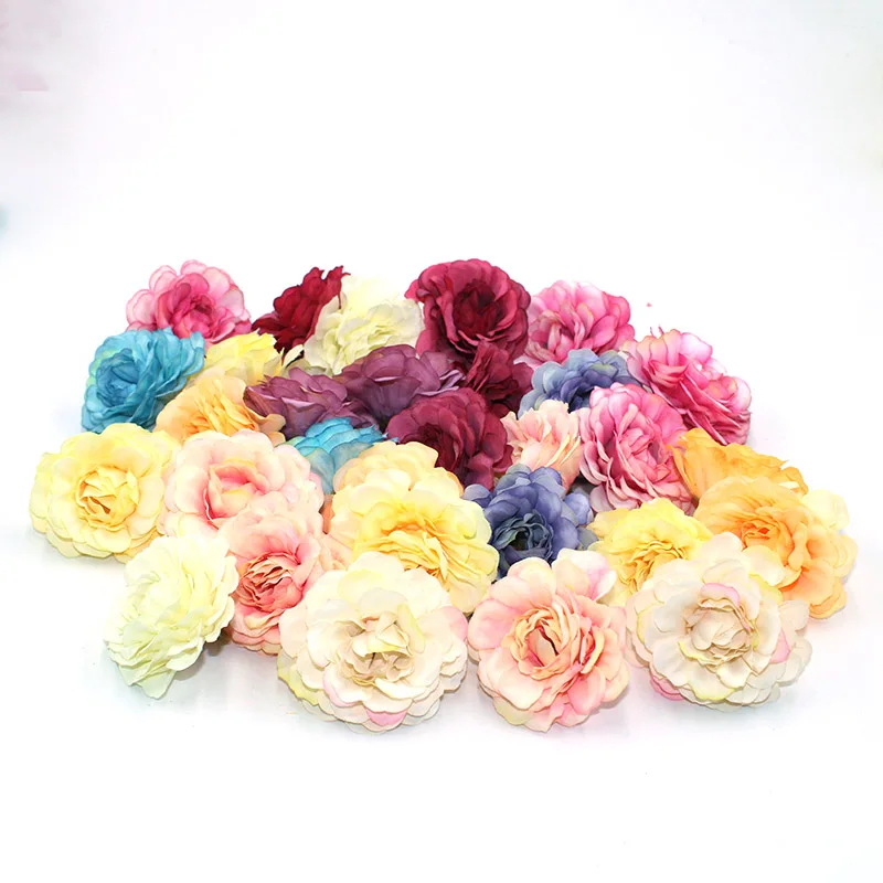 10 шт./лот fleur artificielle 5 см soie printemps Rose tête pour fête de mariage décoration la House bricolage couronne cadea | Дом и
