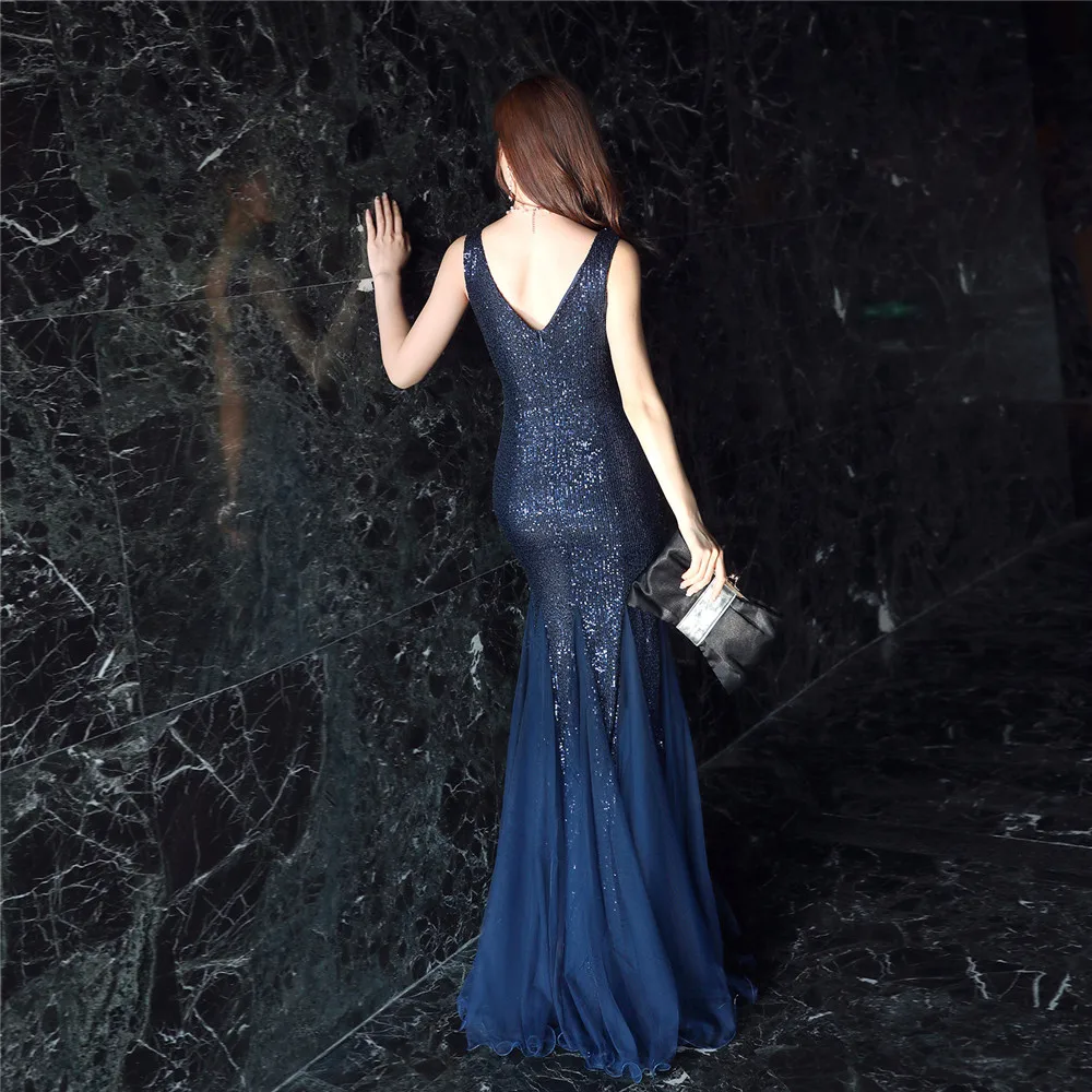 Robe De Soiree Новые Сексуальные Зеленые Длинные вечерние платья с v-образным вырезом без рукавов, элегантные Abendkleider LF472