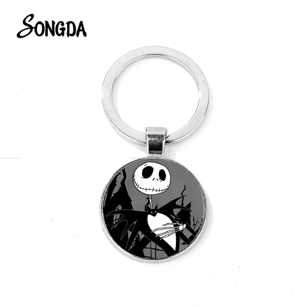 

SONGDA Hot Jack Skellington Keychain Nightmare Before Christmas Movie Figure Gothic Skull Punk Alloy Key Chain Halloween Jewelry