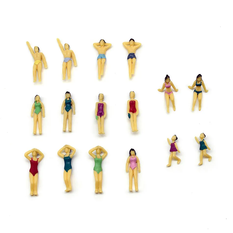 20pcs Colorful 1:75 Painted Model Beach Swimming People Figures G0 UQ JC 