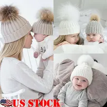 Cute Kids Girls Caps Mother Daughter Warm Knitted Cap Family Matching Children Hats And Winter Hats Newborn Baby Hat Cap Beanies