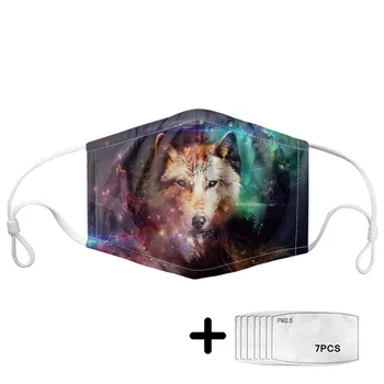 

Fashion 3D Galaxy Fox Printed Winter Mask Unisex Anti-dust Mask with 7Pcs Filters Adult Elastic Face Mouth Mask Mondkapjes Mask