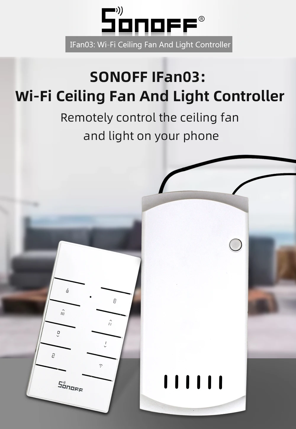 SONOFF Ifan03 Умный дом Wifi потолочный вентилятор свет диммер скорость управление Лер поддержка 433 МГц RF дистанционное управление Google Home Alexa