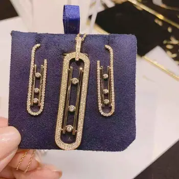 HIBRIDE Luxury Geometry Link Stackable Necklace Earring Beautiful Full Cubic Zircon Fashion Charm Women Party Jewelry GiftN-1302