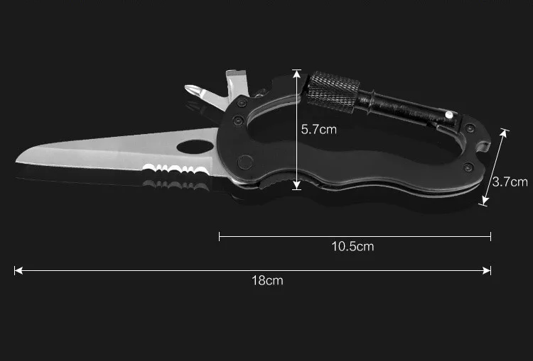 Пять в одном Открытый Многофункциональный Карабин быстро повесить Пряжка нож пила Phillips отвертка одно слово