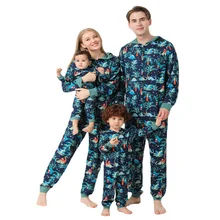 Pyjama de noël pour parents et enfants, combinaison à capuche, manches longues, fermeture éclair, vêtements de maison pour la famille