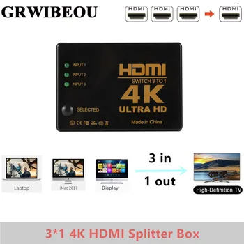 

Grwibeou 3 Port 4K*2K 1080P Switcher HDMI Switch Selector 3x1 Splitter Box Ultra HD for HDTV Xbox PS3 PS4 Multimedia HOT Selling