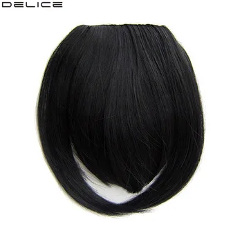 

Delice Women's Straight Blunt Hair Bangs Synthetic Clip In Side Temples Neat Fringe Hairpieces