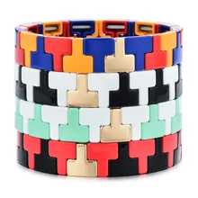 Мода Instagram уличная фотография ювелирные изделия Радуга богемные плитки браслет эмаль стрейч шарм браслеты для женщин Женский подарок