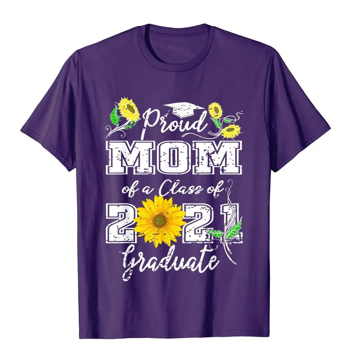 Proud Mom of a class 2021 Graduate Sunflower For Mom Senior T-Shirt__B6499purple