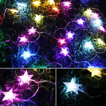 

52LEDs Star Light String Twinkle Garlands Battery Powered Christmas Lamp Holiday Party Wedding Decorative Fairy Lights US Plug