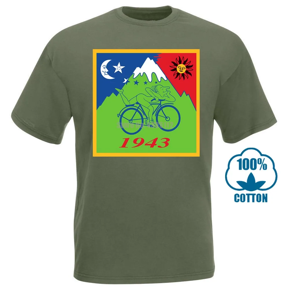 Альберт Хофман Bicyle Stamp рубашка D35 футболка Hoffman Acid tripкороткий рукав футболка с принтом, с круглым вырезом для мужчин - Цвет: Армейский зеленый