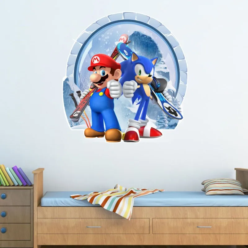 New Sonic Mario Creative Cartoon Stickers Children's Room Decoration Graffiti Wall Self-Adhesive | Дом и сад