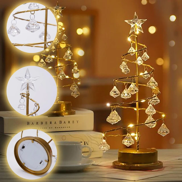 Lampe LED en cristal pour décoration de noël, arbre de noël, veilleuse,  ornements, lumières féeriques, décor de Table, cadeau de noël - AliExpress