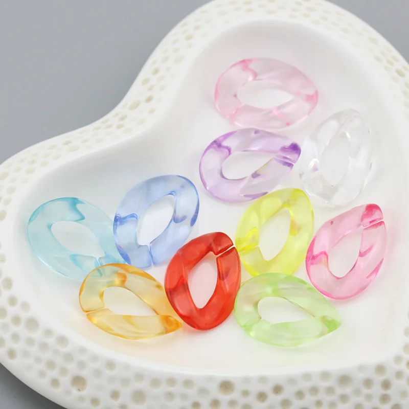 Wholesale 23mm*17mm Multi color Acrylic Twisted Chains Assembled Parts Beads Diy Jewelry Findings Accessories 60 pieces(JM6582)