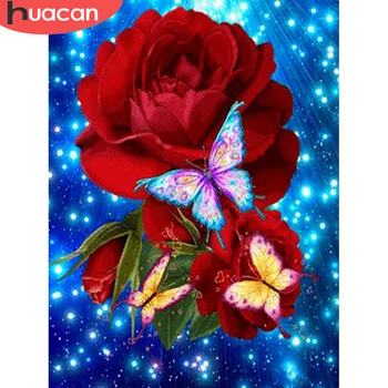 

HUACAN 5D Diamond Painting Rose Full Square/Round Diamond Embroidery Mosaic Sale Flower Handmade Gift