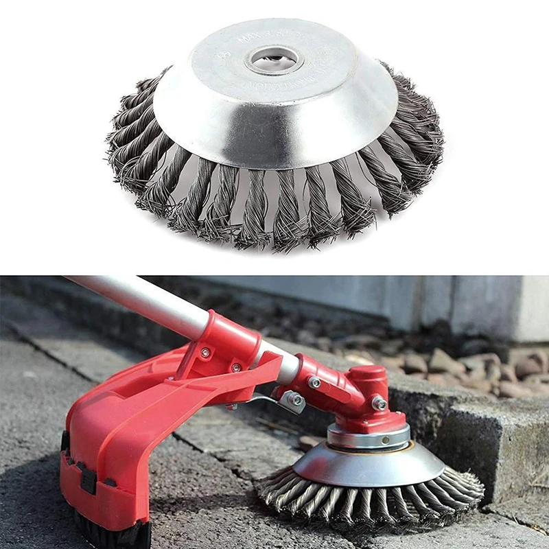 6/8 inch Steel Trimmer Head Garden Weed Steel Wire Brush Break-proof Rounded Edge Weed Trimmer Head for Power Lawn Mower Grass 6/8 inch Steel Trimmer Head Garden Weed Steel Wire Brush Break-proof Rounded Edge Weed Trimmer Head for Power Lawn Mower Grass