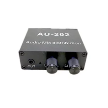 AU 202 2 wejście 2 wyjście Stereo mikser Audio dystrybutor do słuchawek zewnętrzny wzmacniacz mocy niezależna kontrola głośności