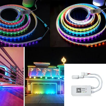 

SP501E Addressable SPI Phone Voice RGB Controller 900 Pixles Smart DC5-24V APP Control Adjustable WS2812B WIFI LED Strip