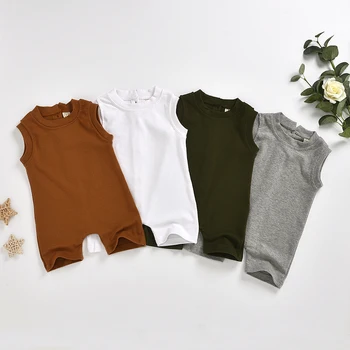 

Newborn Kid Baby Boy Summer Sleeveless Cotton Romper Jumpsuit One-Pieces Button Casual Kids Rompers