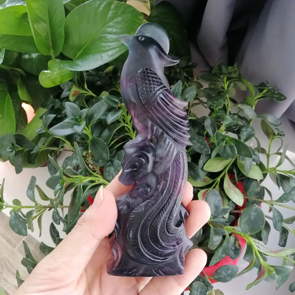 High Quality Natural Rainbow Fluorite Paradise Flycatcher Shape Stone Hand Crafted For Gift&Home Decor ZT