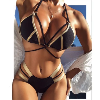 Gold Edged Push Up Strapped Bikiini 4