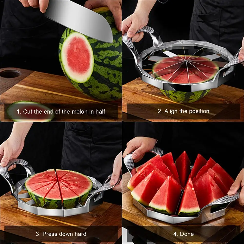 Suuker Watermelon Cutter Slicer, Stainless Steel Watermelon Cube Cutter, Watermelon Cutter Slicer Tool, Watermelon Knife, Fruit Cutter for Kitchen