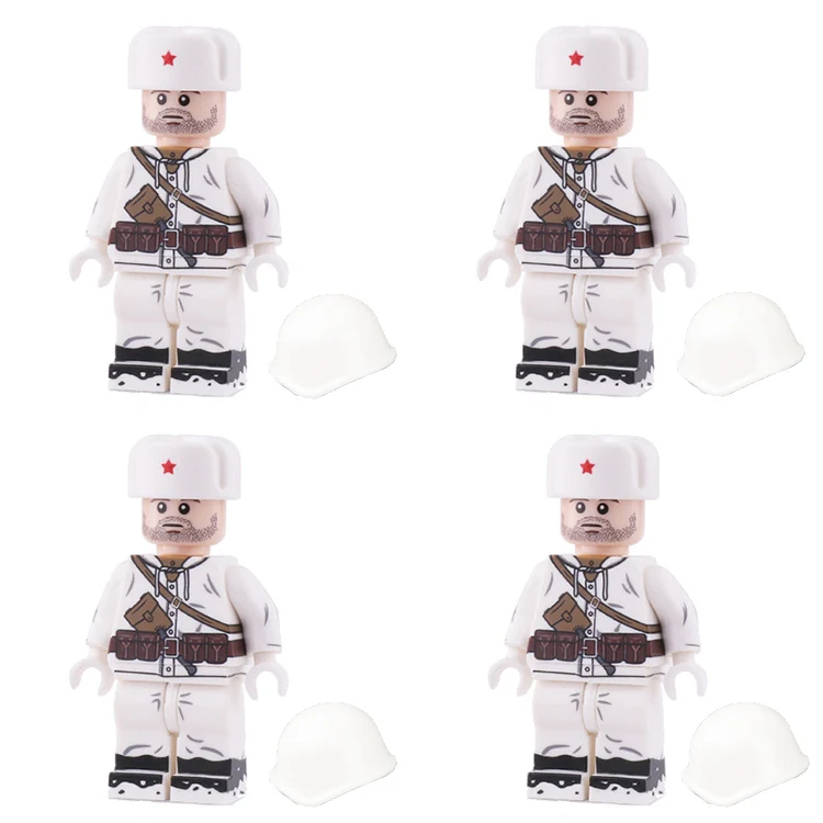 WW2 военная армия солдат фигурки строительные блоки Minifigs армейский солдатский шлем оружие шарф аксессуары Кирпичи игрушки для детей - Цвет: S3-4PCS