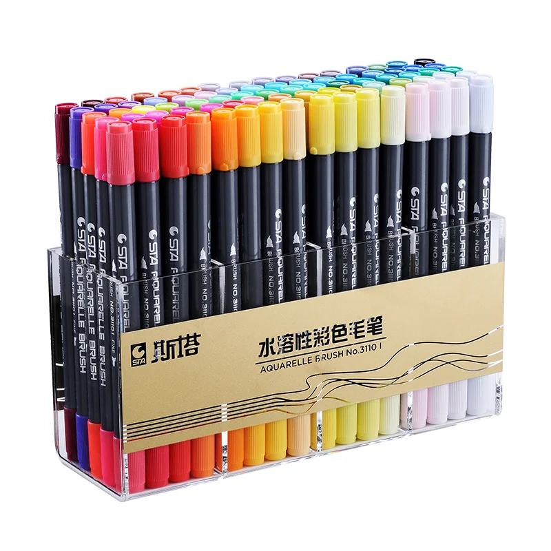 

STA 36/48/80Colors Set Water-Soluble Markers Pens Fine/Brush Tip Water Based Ink Art Marker Pen For Drawing Manga Art Supplies