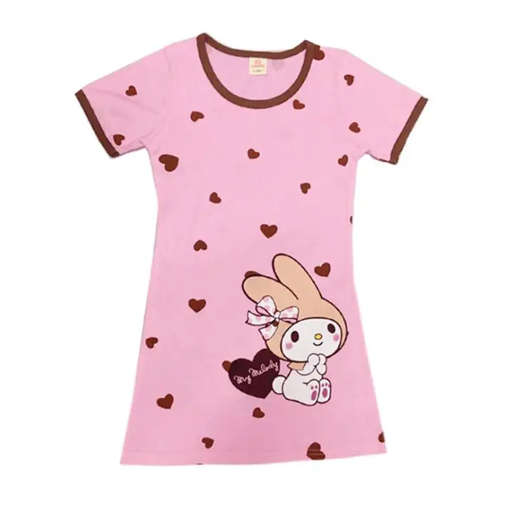 Новая летняя детская одежда для сна Хлопковое платье с короткими рукавами для девочек модная пижама с принтом, юбка одежда для сна для девочек - Цвет: 6