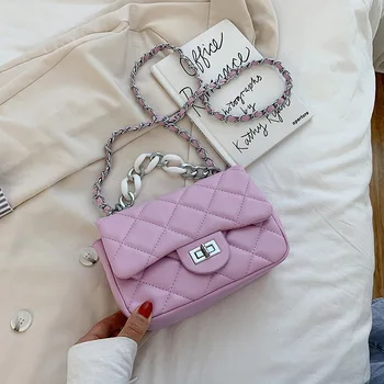 

Fashion Female Shoulder Bags PU Leather Women's Crossbody Bag Luxury Designer Lingge Handbags Chains Small Square Bags Totes New