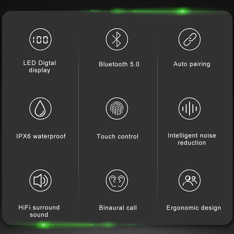 Беспроводные мини-наушники с Bluetooth, наушники с шумоподавлением TWS, настоящие стерео наушники с Bluetooth 5,0, наушники с микрофоном и цифровым дисплеем