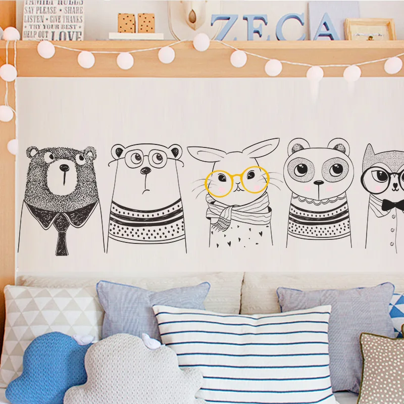 Animal Cartoon Wall Stickers, Removable Wall Stickers, For Kids Room