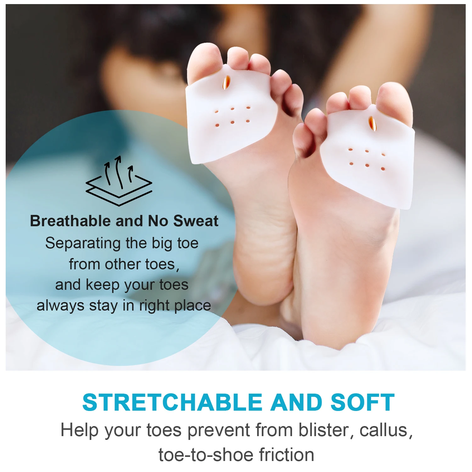 2pcs Silicone Hallux Valgus Corrector Daily Big Toe Protective Sleeve Breathable Toe Separator Bunion Adjuster Pedicure C1755