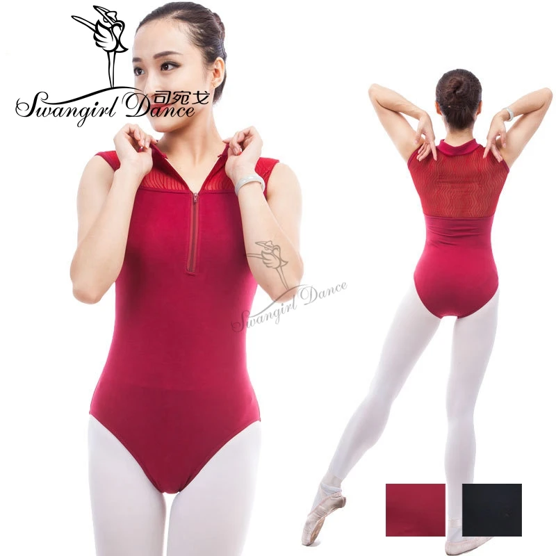 women high-necked ballet Leotards for dance costume black ballet clothes with zipper ballet leotards gymnastics ballerina CS0304