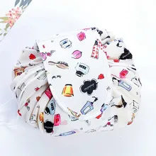 Lazy Men Storage Bag Printing Drawstring Makeup Organizer Portable Travel Cosmetics Women Bag Rolling Round Dustproof Cover